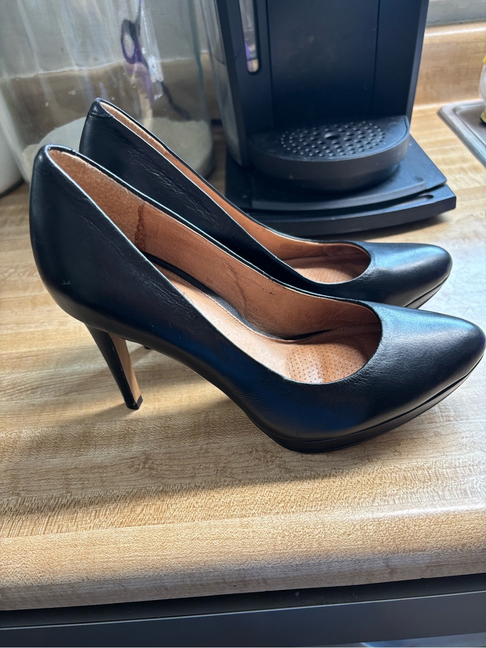 Corso Como Black Leather High Heel Pumps